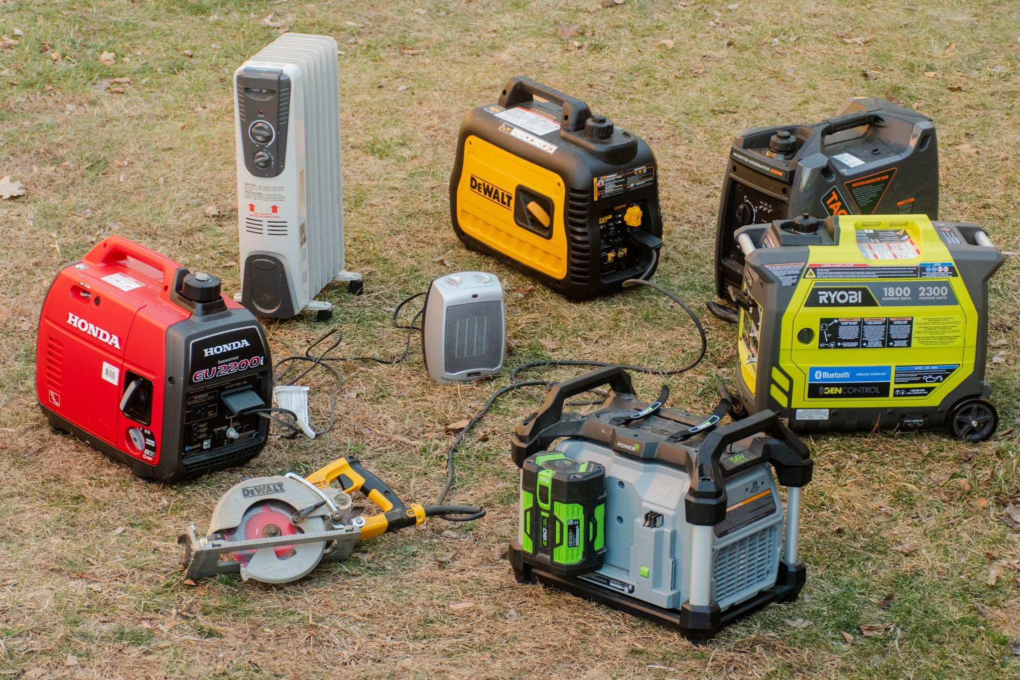 A selection of portable generators for use on the boat